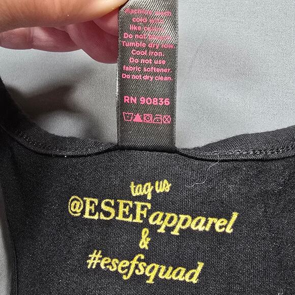 District ESEF Apparel Black Tank Top Gold Glittery Tribe Racerback Scoop Women M - Picture 5 of 8